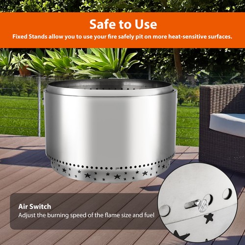 16.5 Inch Smokeless Fire Pit, Wood Burning, with Stand, Removable Ash Pan - Picture 10 of 17