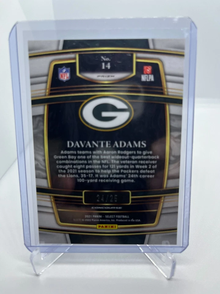 Davante Adams 2021 Select Concourse Blue Scope 24/25 SSP Prizm Packers #14 - Image 2 of 2