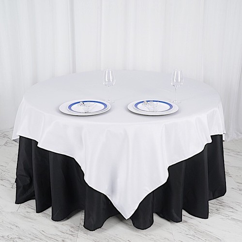 90x90" White SQUARE POLYESTER Tablecloth Cheap Table Linens Decorations - Picture 5 of 9