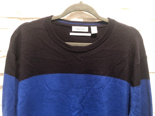 EUC Men's CALVIN KLEIN Long Sleeve Crew Neck Sweater European Yarn Blues XXL - Picture 3 of 4