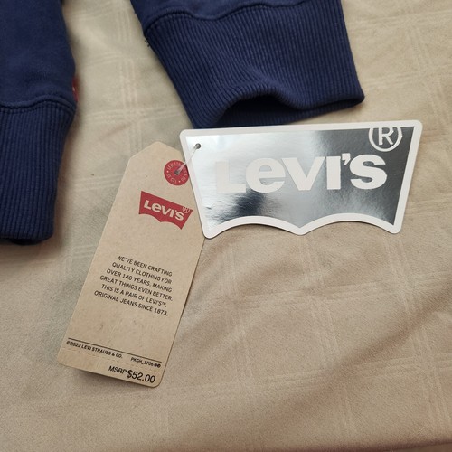 NWT LEVIS Unisex Youth L Navy Blue Embroidered LOGO Pullover Long Sleeve Hoodie - Picture 7 of 11