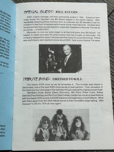 Kiss Program 1st Philadelphia Kiss Expo Convention BILL AUCOIN 1996 Vintage Kiss - Bild 2 von 3