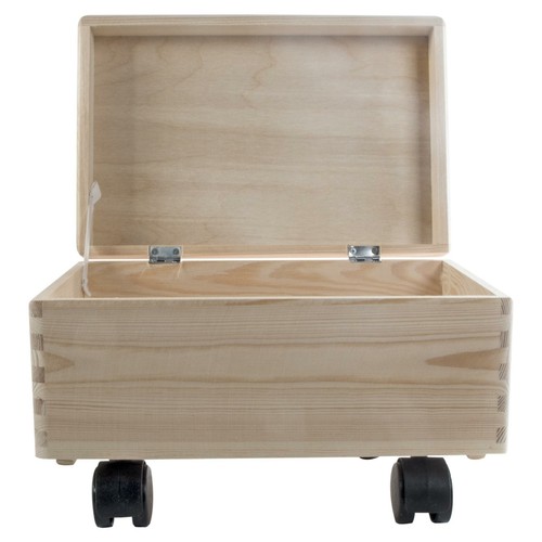 Kleine Unterbett Holz Andenken Aufbewahrungsbox mit Deckel auf Rollen| 30 x 20 x 19 cm - Bild 2 von 8