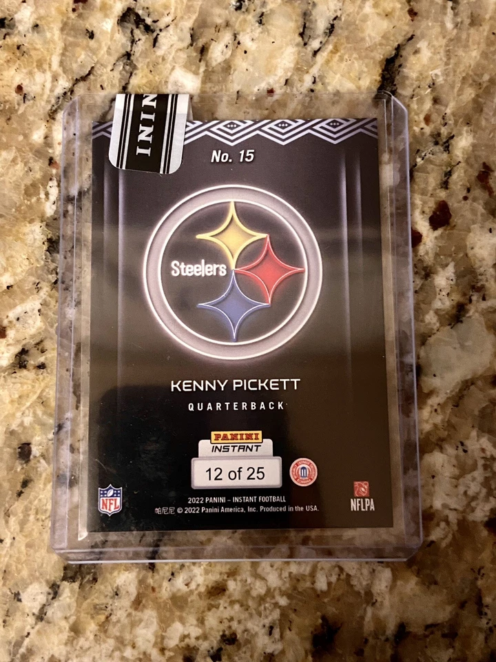 2022 KENNY PICKETT PANINI ROOKIE DRAFT NIGHT PITTSBURGH STEELER CARD RC /25 - Image 2 of 4