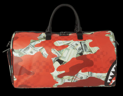 SPRAYGROUND MONEY CAMO (RED) DUFFLE Limited Edition Bag Rare  Authentic