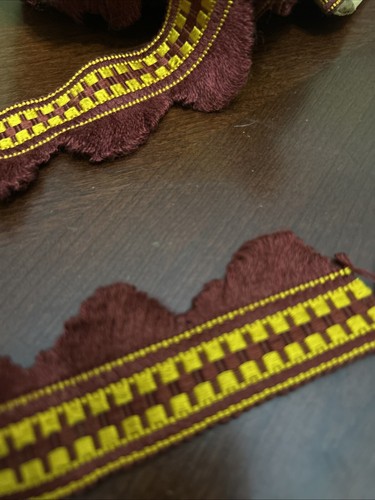 50 Yards Burgundy And Gold Trim Fringe Scallops 1.2” wide