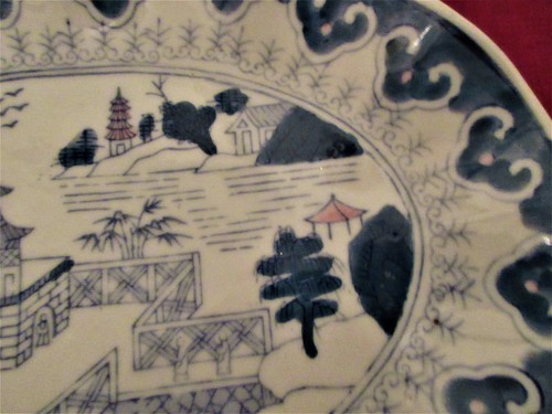 Plato de porcelana asiática vintage 12" x 8 1/2" - Imagen 2 de 4