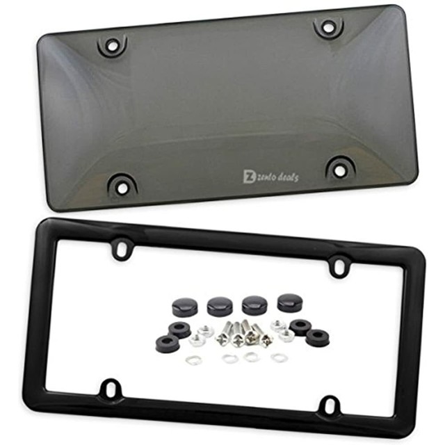 Clear Smoked License Plate Cover And Frame Combo Shield Premium