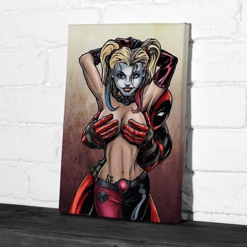 Harley Quinn & Deadpool Poster Print Wall Art, Living for Living Room Bed - Picture 2 of 6
