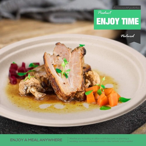 pcs Compostable Paper Plates Set Eco-friendly Heavy-duty Disposable Paper Pla... - Picture 8 of 8