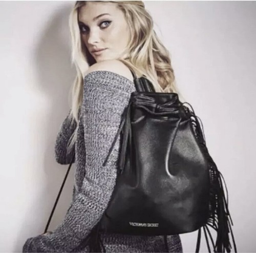 Victoria's Secret Black Boho Backpack 2015 Woman Fasion Western Cowgirl Bucket - Picture 8 of 8