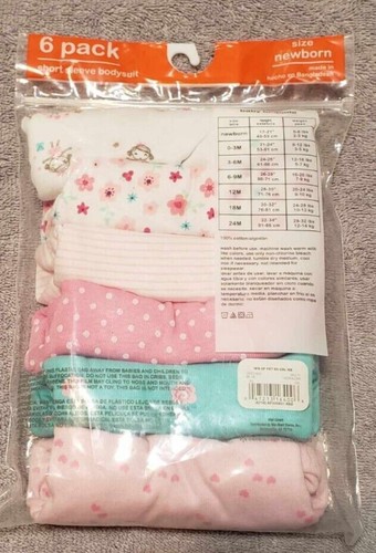 NIP 6 Pack Wonder Nation Body Suits Newborn Girl - Picture 2 of 2