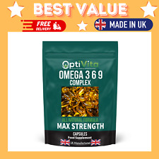 Triple OMEGA 3+6+9 1000mg Fish Oil, Flaxseed Oil - High Strength Capsules UK