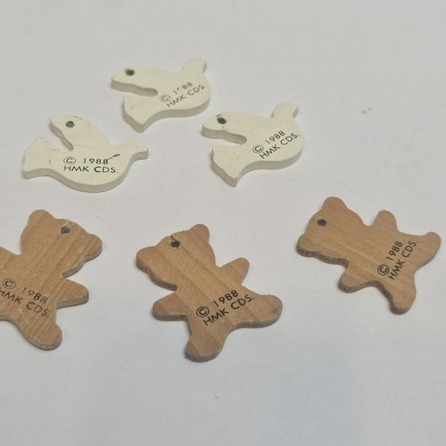 Hallmark Miniature Wooden Ornaments Doves Bears Snowmen 6 Pieces - Bild 3 von 3