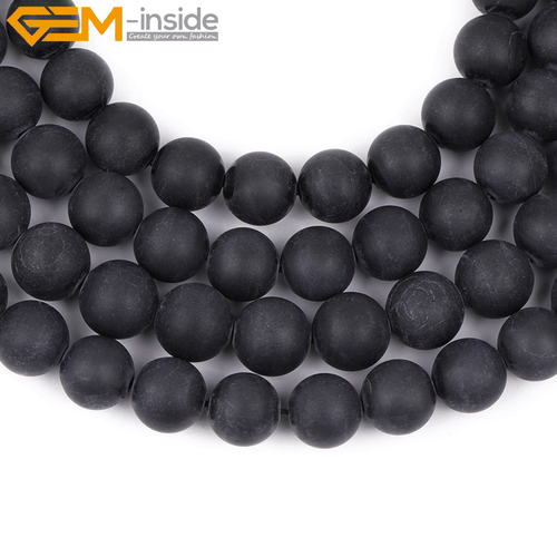 Natural Gemstone Frost Matte Black Tourmaline Loose Beads For Jewelry Making 15" - Picture 38 of 43