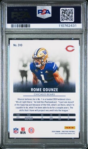 Roma Odunze 2024 PSA 10 Orsi Rookie Xtra Punti Viola /150 (RC) POP 1 - Foto 2 di 2