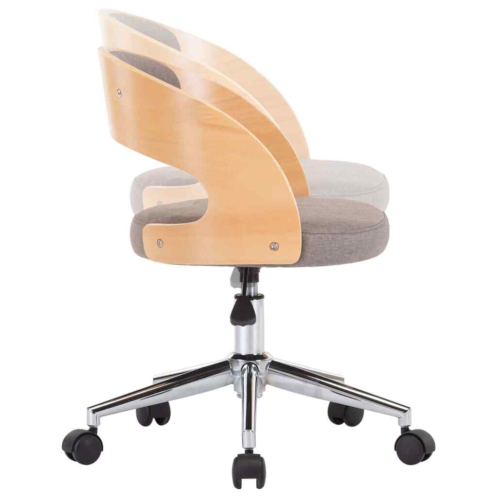 vidaXL 4x Madera Curvada Sillas Comedor Giratorias Tela Gris Taupe Asiento s l1600 - vidaXL 4x Madera Curvada Sillas Comedor Giratorias Tela Gris Taupe Asiento
