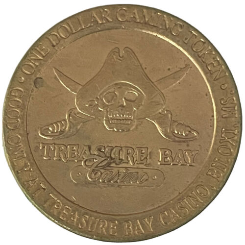 Dollar Treasure Bay Casino Gaming Token $1 Coin Biloxi Mississippi Green Duck Co - Picture 3 of 11