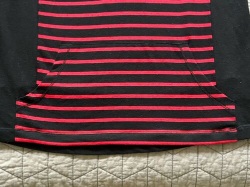 Maglione top rosso rubino donna M nero rosso righe manica lunga finto collo - Foto 9 di 9