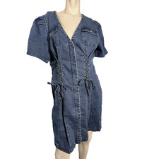 Forever 21 Womens 2X Denim Dress Farmcore Coastal Cowgirl Cabincore Y2K Grunge