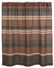 Beckham Red Black Cream Plaid Strip Patchwork Cotton Fabric Shower Curtain 72"