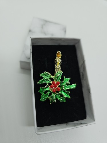 2 VTG Signed BJ Beatrix Christmas Candle Brooch Tree Brooch - Picture 2 of 9