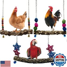 Chicken Bird Swing,Chicken Perch,Natural Wooden Swing Toys,Wood Stand for Chi