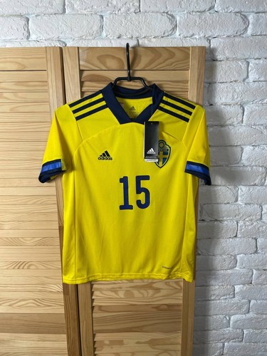 ISAK SWEDEN JERSEY HOME FOOTBALL SHIRT 2020 - 2022 ADIDAS YOUNG sz M 11-12YRS - Picture 2 of 12
