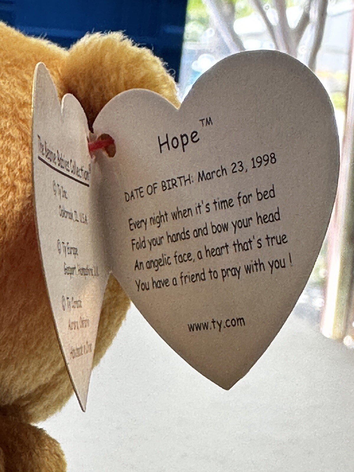 RARE Hope Beanie Baby 1998 EXTREMELY Good Condition, With Tag Errors