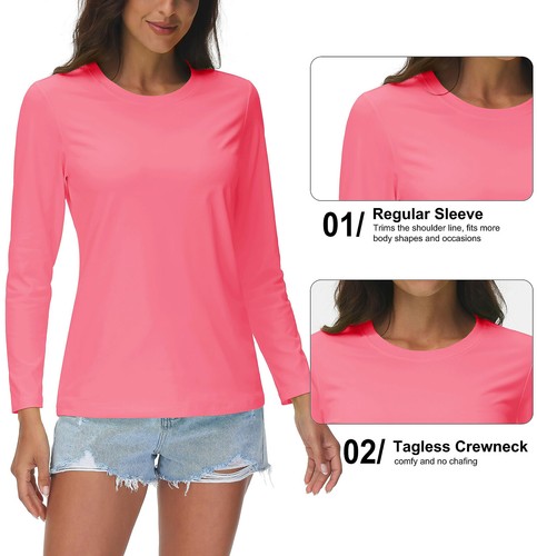 UPF 50+ Women's Long Sleeve Hiking Sun Shirts Quick Dry Gym Workout Casual Tops - Picture 93 of 103
