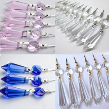 20 Clear Chandelier Lamp Icicle Prisms Parts Hanging Pendant Lead Crystal LI
