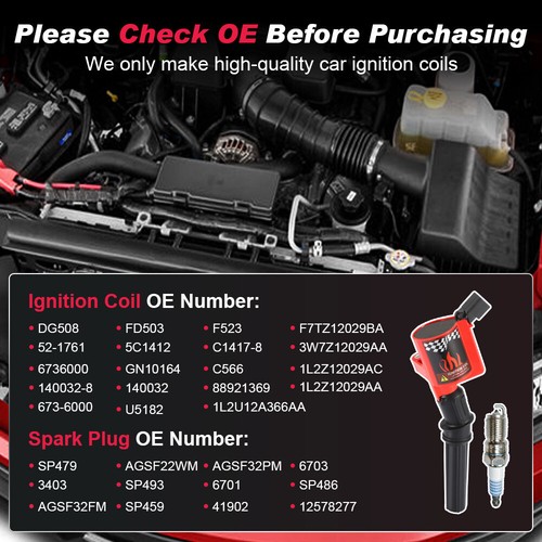 8 Ignition Coils and Iridium Spark Plugs For Ford F-150 4.6L 5.4L DG508 SP479 - Picture 5 of 13