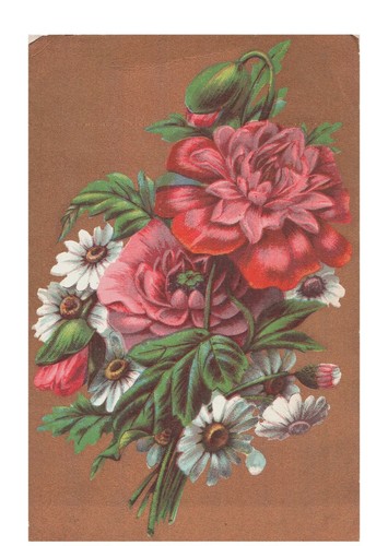 1914 Nelke Blumenstrauß mit gold glänzendem Hintergrund antike Postkarte - Bild 1 von 2