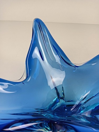 Gorgeous Bowl Dish Centerpiece Blue Art Glass Murano Italy Vintage - Picture 5 of 10