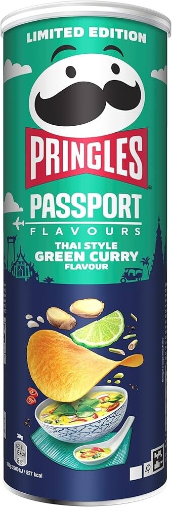 Фирменные вкусы Pringles: ТАЙСКИЕ картофельные чипсы с ЗЕЛЕНЫМ КАРРИ - 165 г -ДОСТАВКА БЕСПЛАТНО