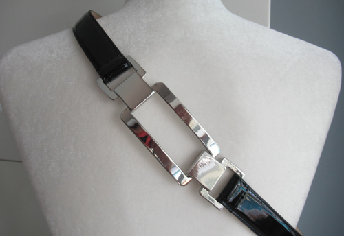 New WHBM Patent Leather Belt Adjustable Silver Clasp/Buckle Women's XS/S Black - Picture 2 of 7