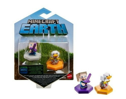 Minecraft Earth Boost Mini Attacking Steve & Spawning Chicken Figure 2-Pack - Picture 1 of 4