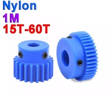 1 Pcs 1 Mod 15T-60T Spur Gear With Step Blue Nylon Motor Pinion Gear Bore 4-25mm