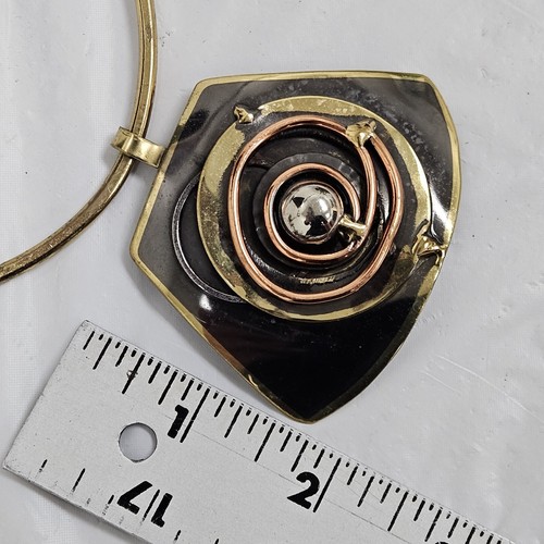 Brutalist Statement Necklace Boho Creative Copper-brass Abstract Rare Prism - Picture 9 of 12