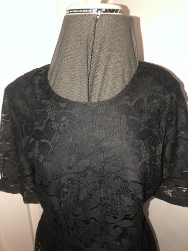 BN VERO MODA Stunning KARDASH Black Lace Short Sleeve Lined Peplum Dress UK 10 - Picture 2 of 10