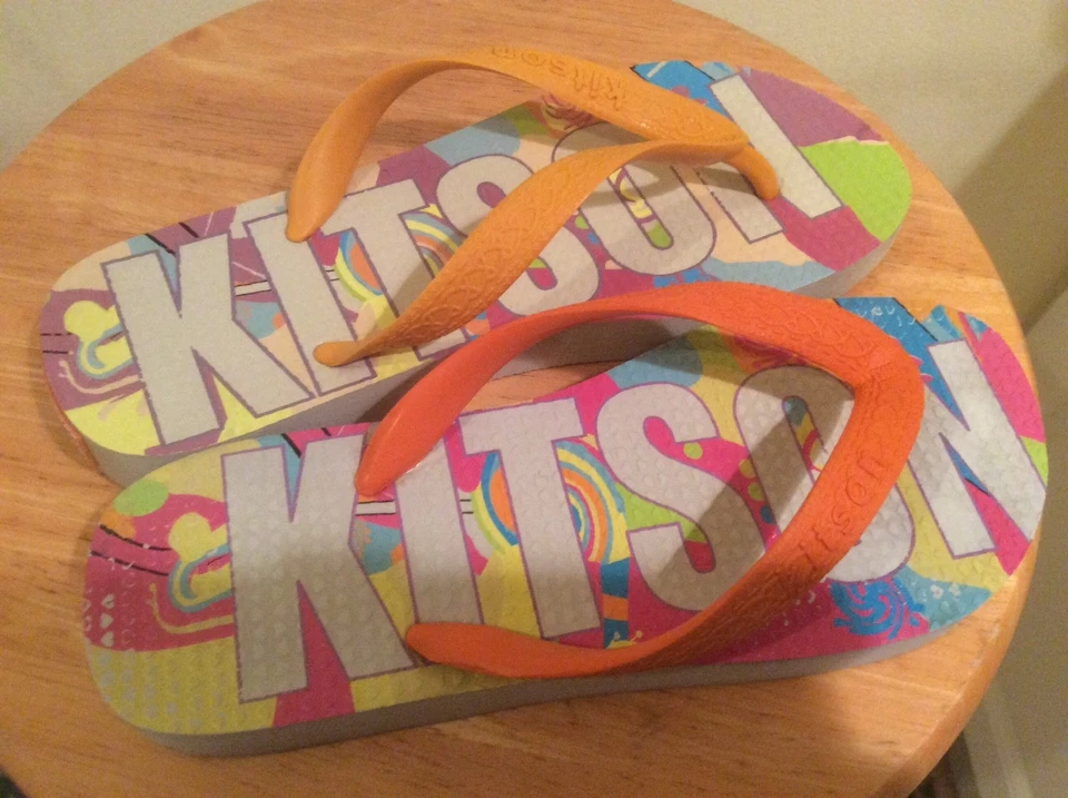 Sandalias para mujer 7-8 KITSON vacaciones naranja playa barco zapatos $30 Foto 2 de 4