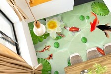 3D Koi Lotus 161 Floor WallPaper Murals Wall Print Decal UK Zoe