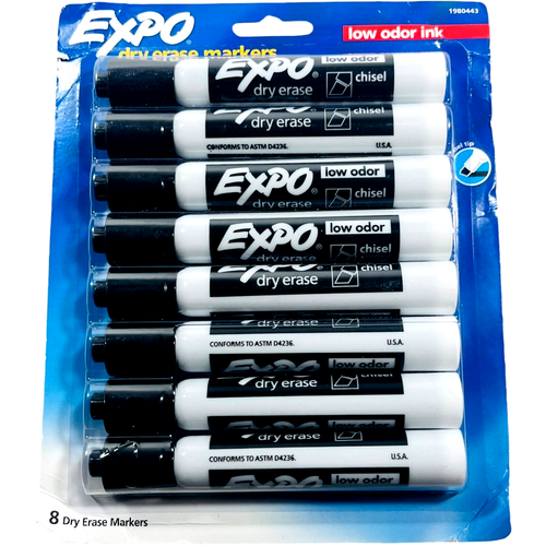 Marcadores de borrado en seco EXPO 8 punta de cincel negro tinta de bajo olor - Imagen 3 de 3
