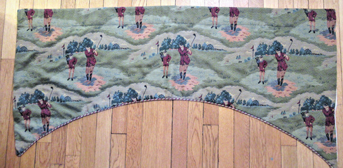 Vintage Federn Golfdruck gefütterte Schürze 50"" x 24"" Wandteppich Look Zopf Borte
