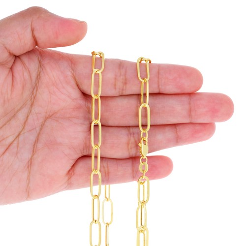 14k Yellow Gold 6mm Paperclip Chain Rolo Cable Link Bracelet Mens Womens 7.5" - 第 5/10 張圖片