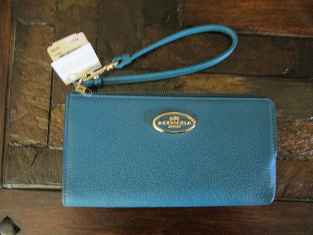teal coach wallet