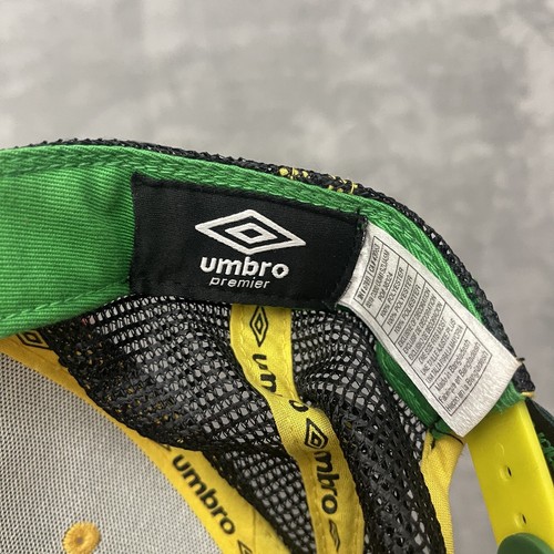 Umbro Shiny Checkered Hat Green Black Snapback Yellow Logo - Picture 7 of 7