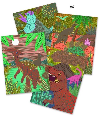 Dinosaur Scratch Board Art 4 Designs Children’s Creative Play Art Craft Djeco - Picture 3 of 5