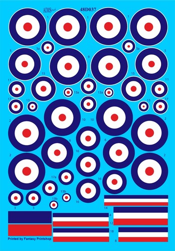 AIMS 48D037 RFC/RAF NATIONAL INSIGNIA SOPWITH WELPE KAMEL SCHARFSCHÜTZE TRIPLANE ABZIEHBILDER - Bild 1 von 2