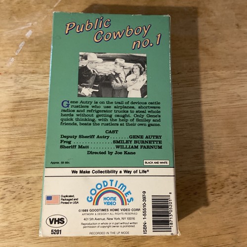 Public Cowboy no. 1 VHS Gene Autry 1989 - Picture 2 of 5